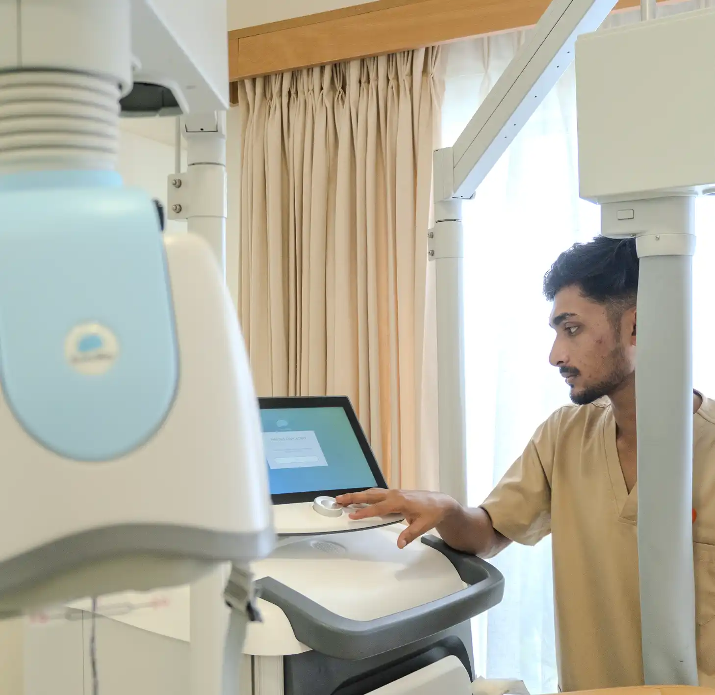 TMS machine with a healthcare professional